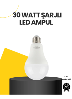 Yüksek Işık Güçlü Şarjlı Led Ampul E27 30w Enerji Tasarruflu