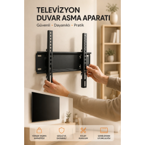 Yüksek Taşıma Kapasiteliniversal Tv Duvar Askı Aparatı 32-42 İnç Güvenli Sabitleme Sistemi
