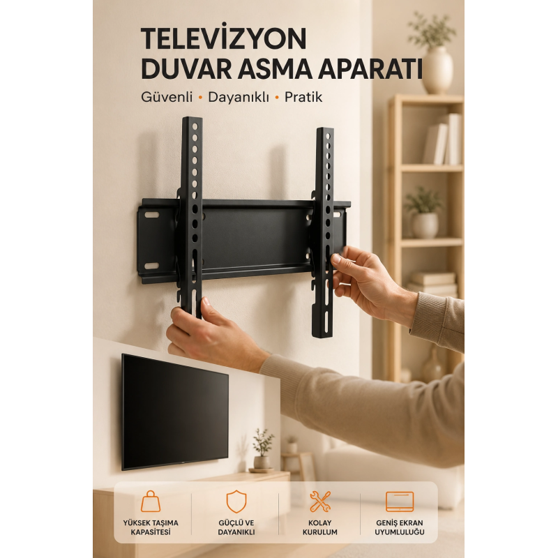 Yüksek Taşıma Kapasiteliniversal Tv Duvar Askı Aparatı 32-42 İnç Güvenli Sabitleme Sistemi Yüksek Taşıma Kapasiteliniversal Tv Duvar Askı Aparatı 32-42 İnç Güvenli Sabitleme Sistemi