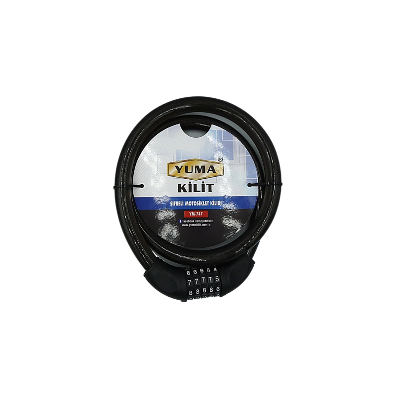 Yuma Ym-747 120cm 20mm 5 Şifreli Siyah Motorsiklet Kilidi Yuma Ym-747 120cm 20mm 5 Şifreli Siyah Motorsiklet Kilidi