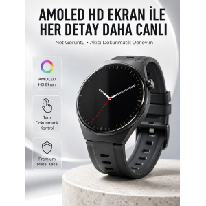 Yuvarlak Akıllı Saat Nabız Ölçer, Spo₂, Spor Modları Ve Değiştirilebilir Kordon