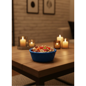 Yuvarlak Çerezlik Lacivert Salon Ve Masa Üstü Sunum Kasesi