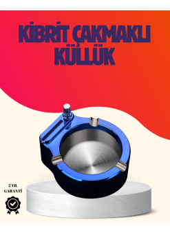 Yuvarlak Metal Küllük Çakmak Entegreli Dayanıklı Yapı