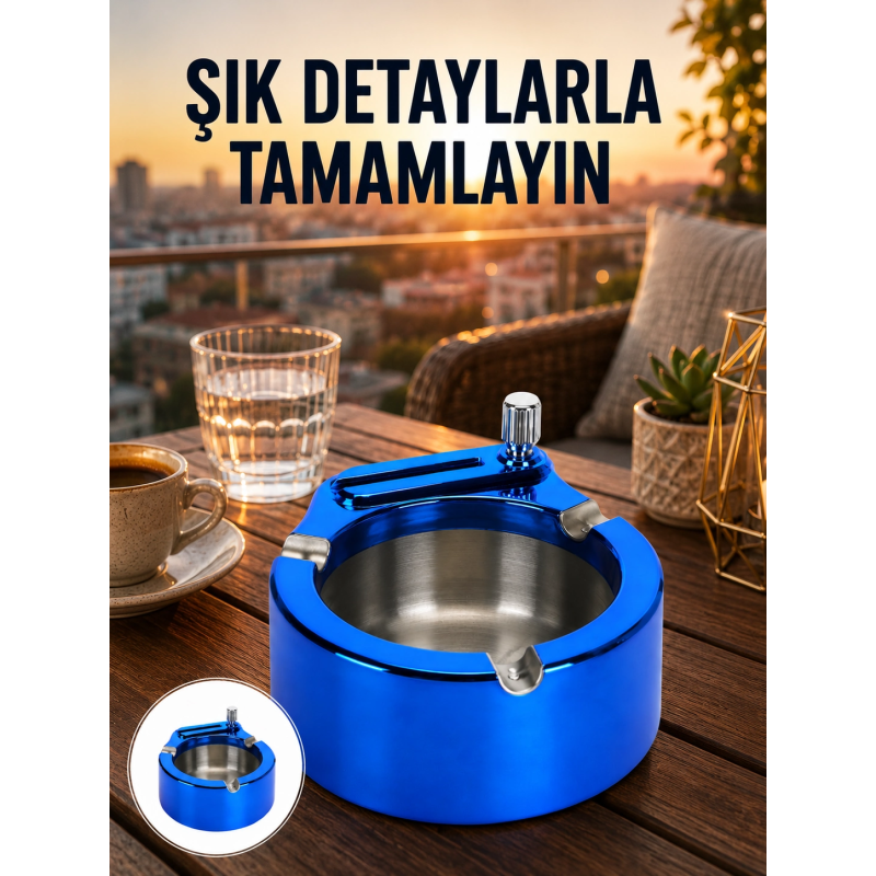 Yuvarlak Metal Küllük Çakmak Entegreli Dayanıklı Yapı Yeni Nesil Yuvarlak Metal Küllük Çakmak Entegreli Dayanıklı Yapı Yeni Nesil