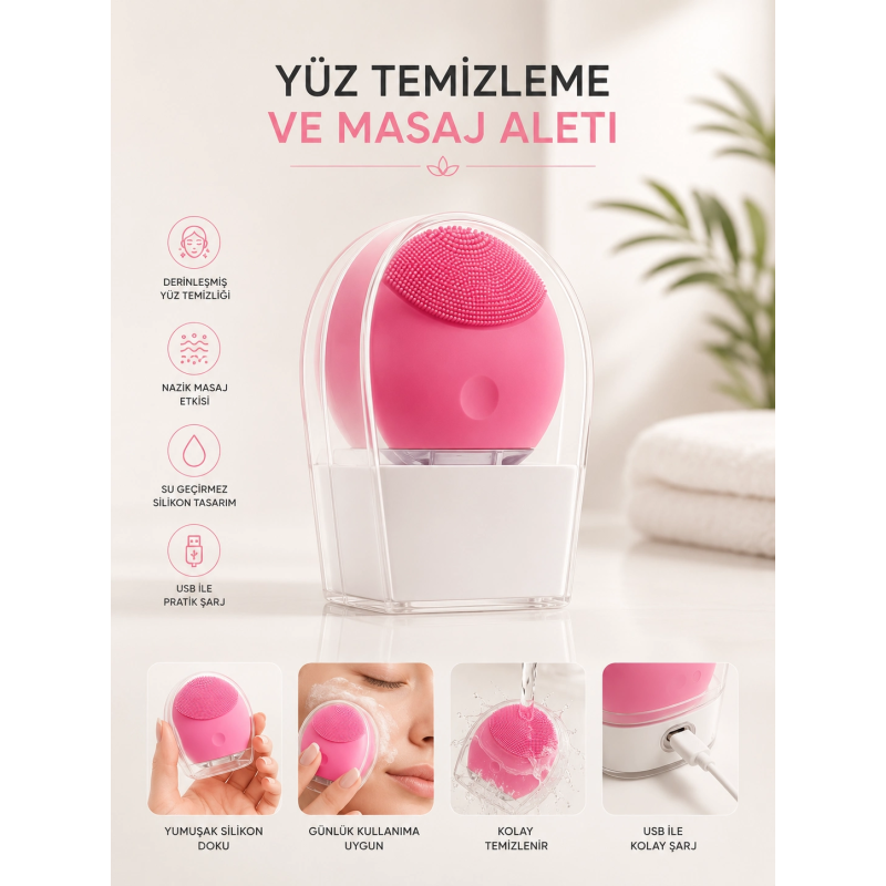 Yüz Temizleme Ve Masaj Aleti Tüm Cilt Tipleri İçin Uygun, Kan Dolaşımını Artıran Yüz Temizleme Ve Masaj Aleti Tüm Cilt Tipleri İçin Uygun, Kan Dolaşımını Artıran
